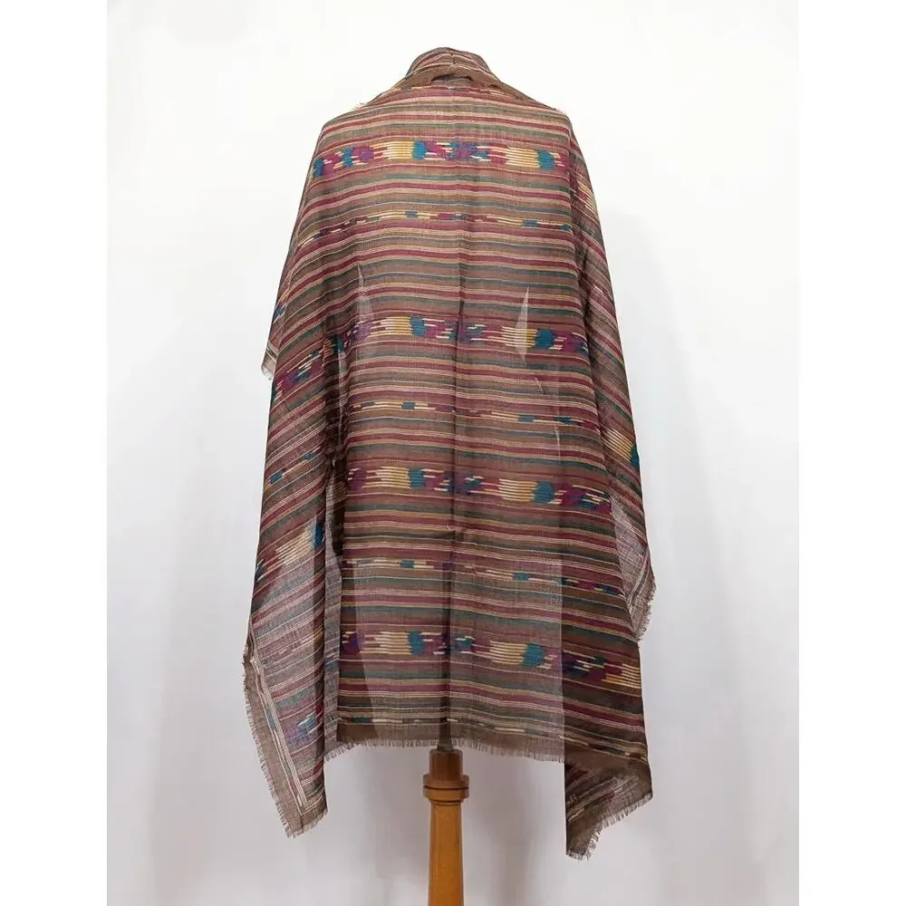 Albert Nipon Scarf Brown Southwestern Print Wool Square 42 x 43